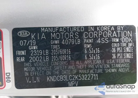 2019 Kia Niro Fe из США, поврежденный, VIN KNDCB3LC2K5322711